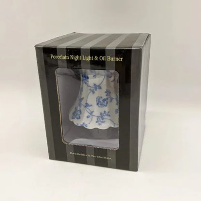 Victorian-inspired Blue Floral Porcelain Night Light & Oil Burner