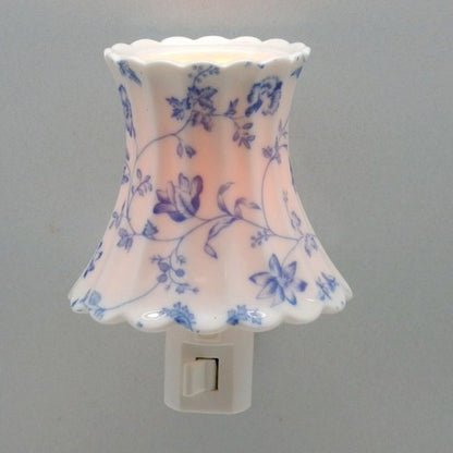 Victorian-inspired Blue Floral Porcelain Night Light & Oil Burner