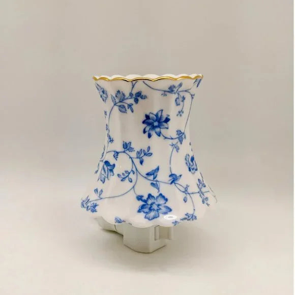 Victorian-inspired Blue Floral Porcelain Night Light & Oil Burner