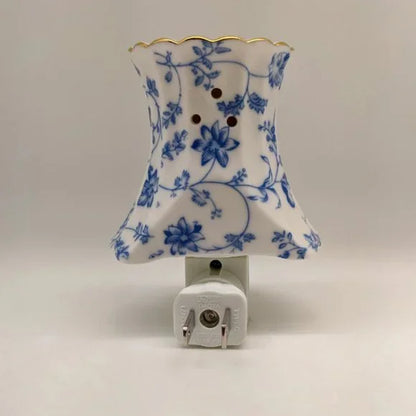 Victorian-inspired Blue Floral Porcelain Night Light & Oil Burner