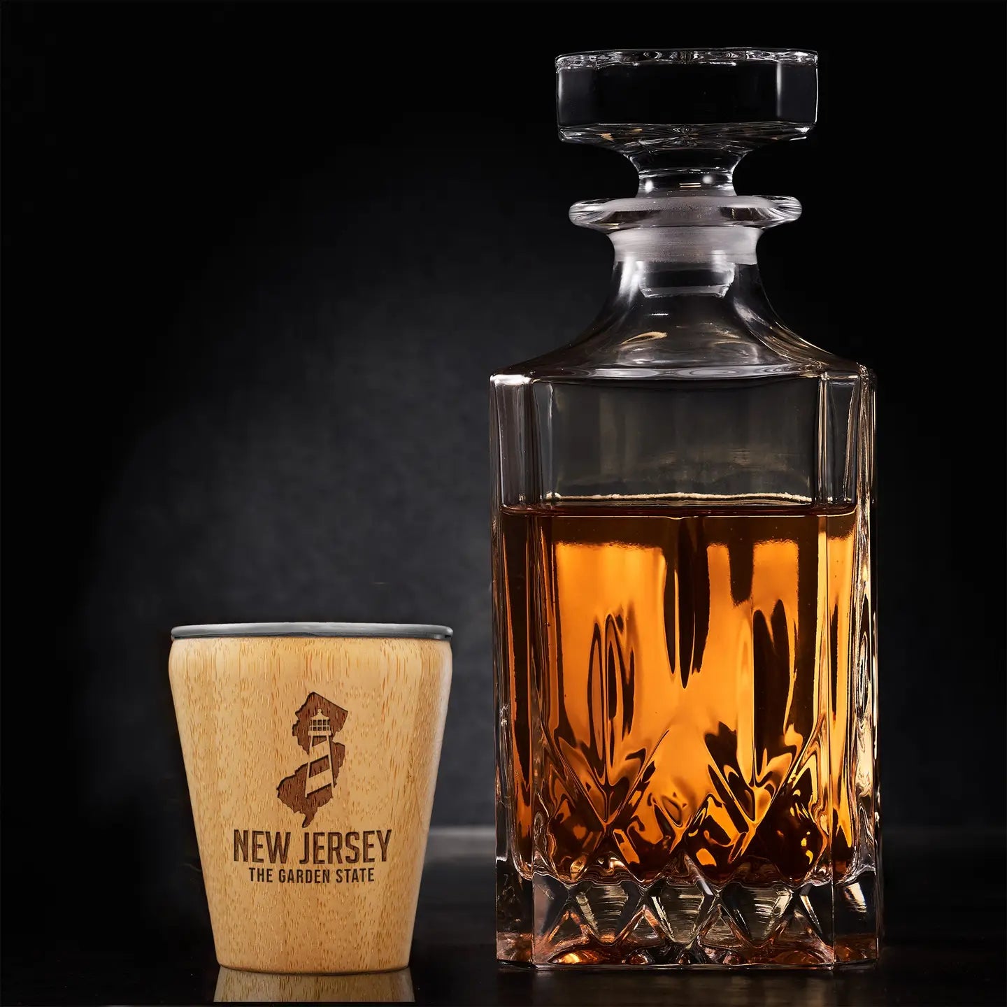 New Jersey Engraved Shot Glass, Bamboo with Stainless Steel